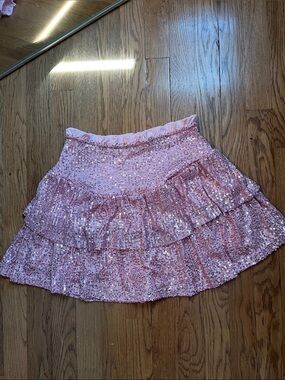 Pink Sequin Tiered Mini Skirt - Women